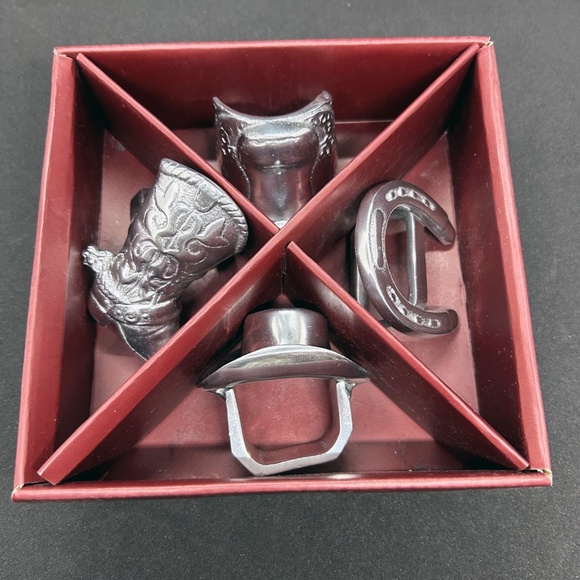 Arthur Court Designs aluminum western cowboy napkin rings set of 4 - Picture 2 of 16
